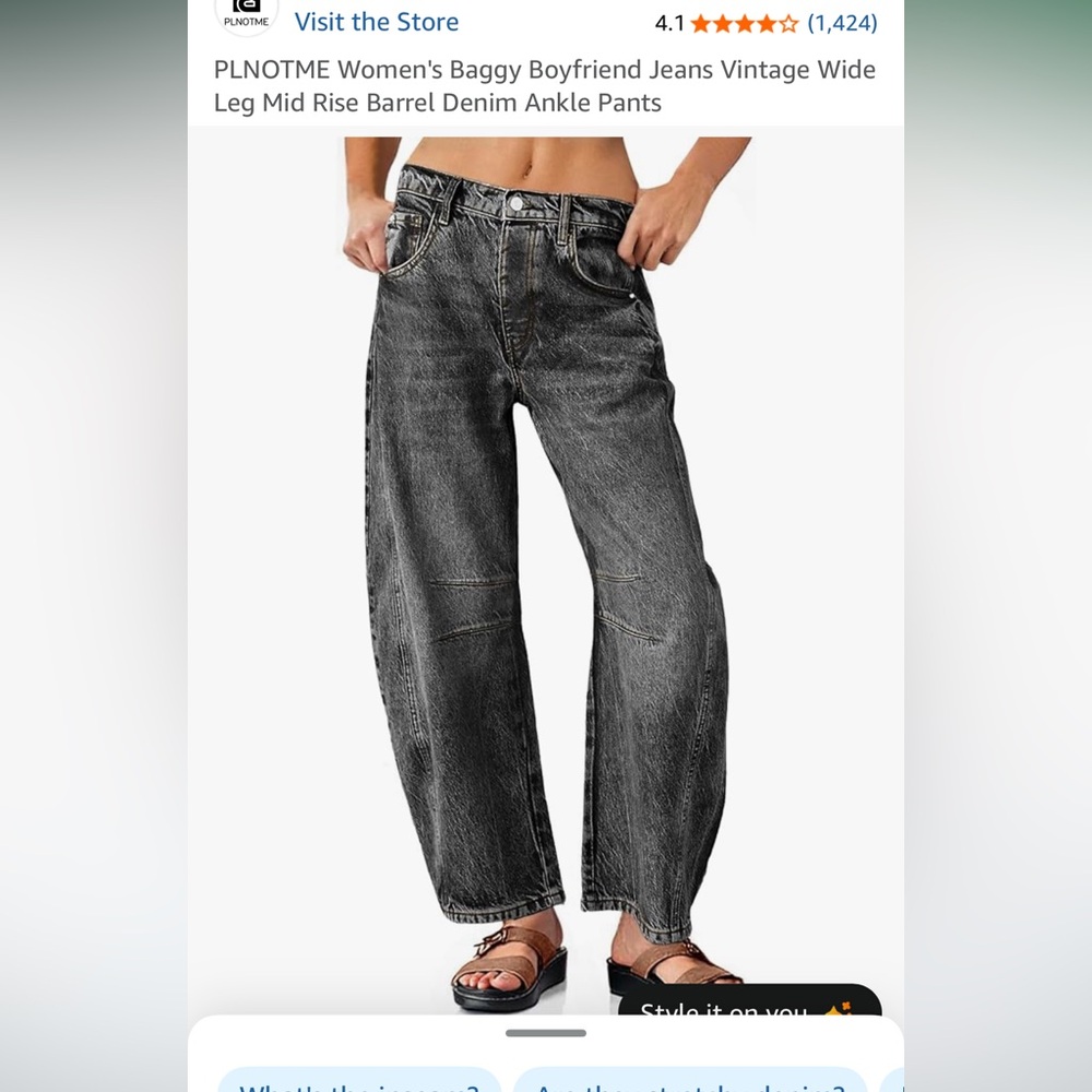 Women’s Gray-Black Denim Barrel Jeans